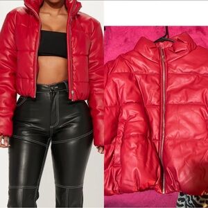 Fashion Nova Red Puffer Jacket 3X NEW